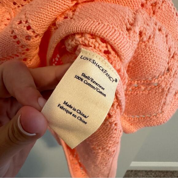 NWT LoveShackFancy Pink Cotton Eyelet Crochet Strawberry Bodysuit Small - Picture 8 of 16